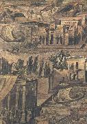 unknow artist pa den har mosaikan fran forsta arhundradet eftet kristus ser man niten stillsamt ftyta forbi ett egyptoskt tempel